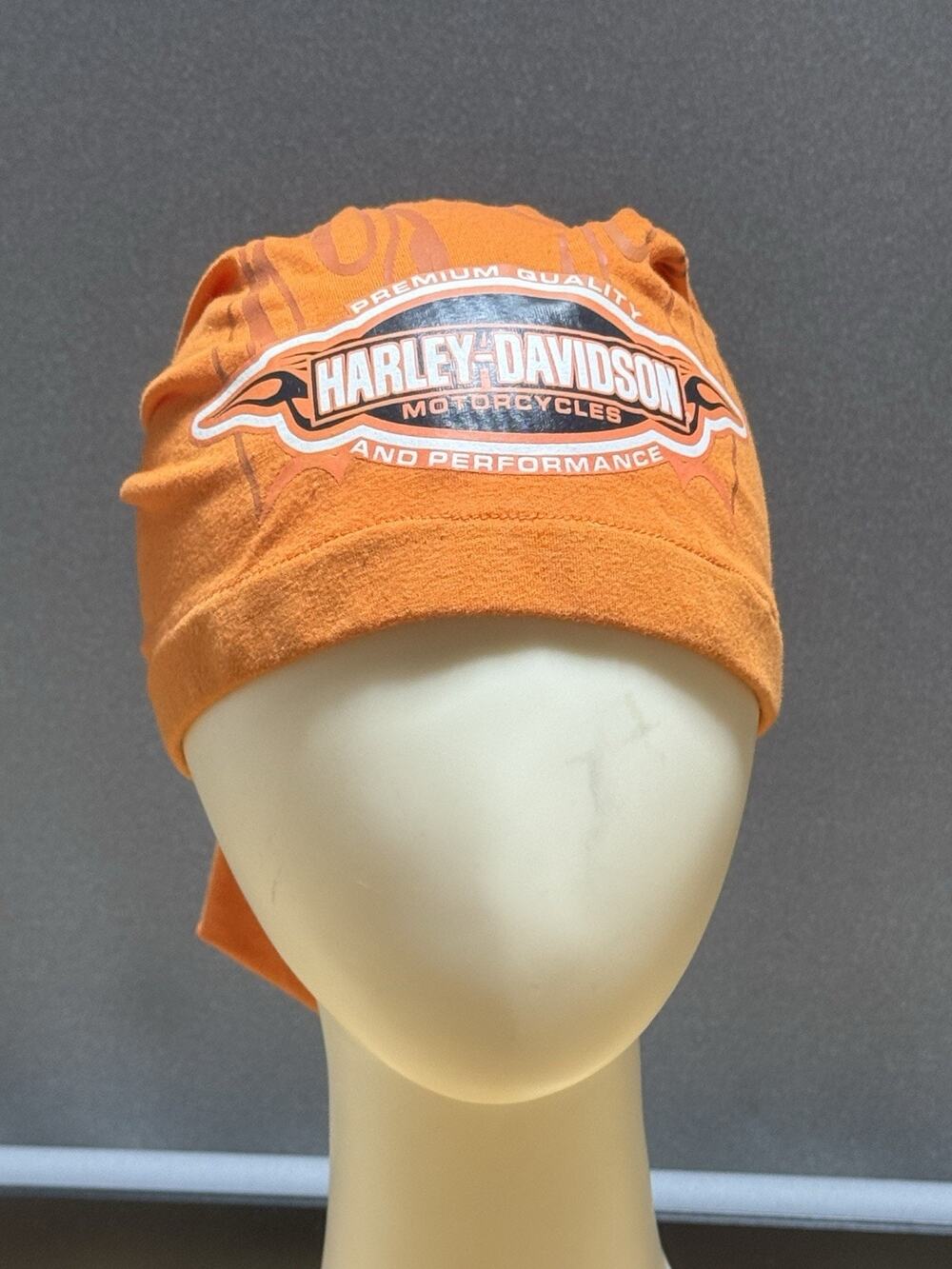 Harley-Davidson Orange Flame Headwrap Do Rag Skull Cap Biker Motorcycle OSFM